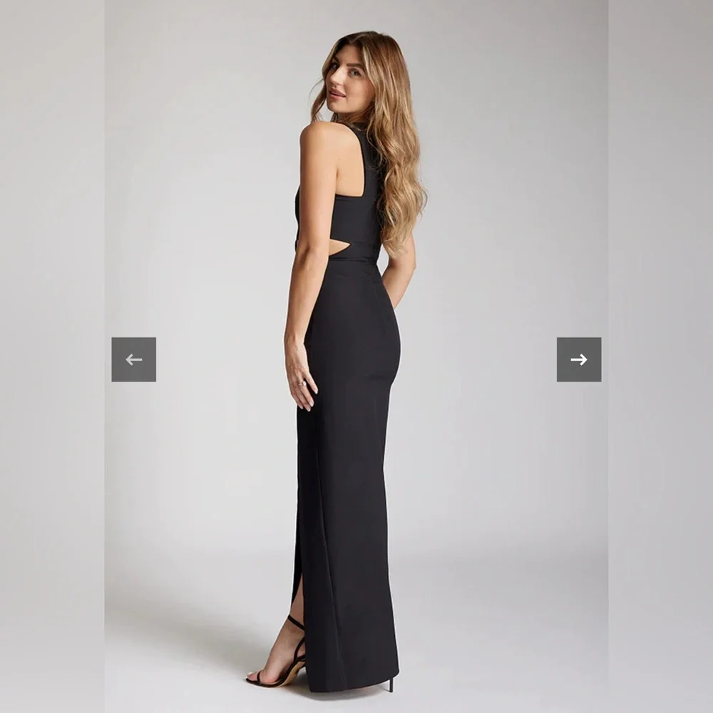 Vesper 247 - Black Maxi High Slit Dress - Picture 2 of 7